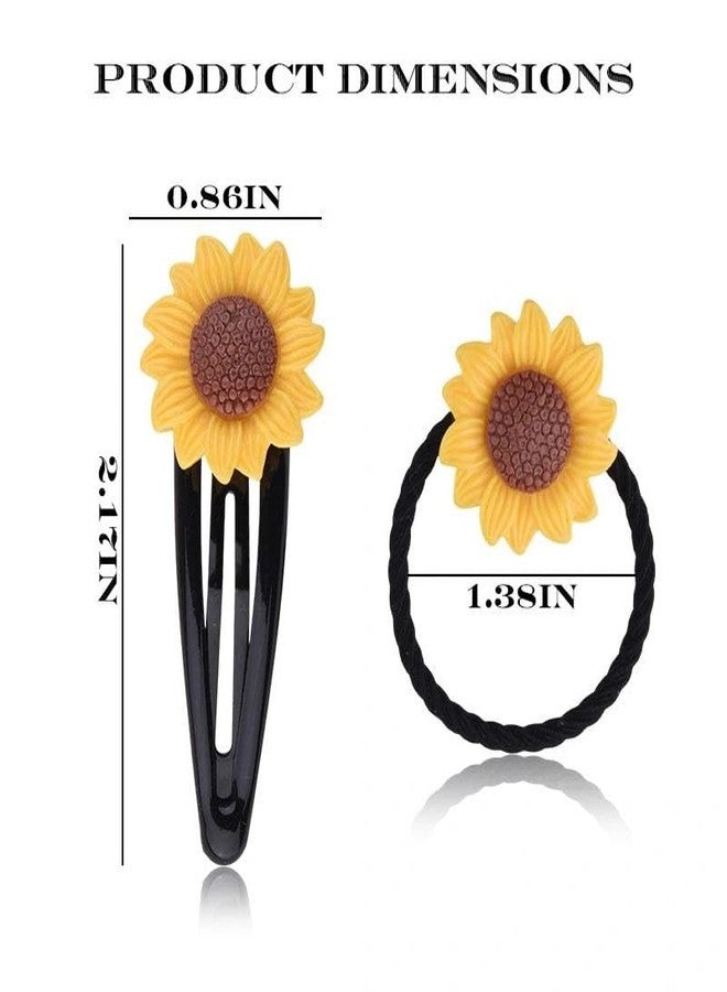 Guqqeuc Sunflower Snap Hair Clips and Hair Ties for Baby Girls 8 PCS Yellow Flower Hair Barrettes Daisy Hair Bands Elastics for Kids Toddlers Sunflowers Hair Rope Ponytail Holder - Image 5