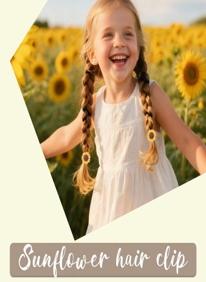 Guqqeuc Sunflower Snap Hair Clips and Hair Ties for Baby Girls 8 PCS Yellow Flower Hair Barrettes Daisy Hair Bands Elastics for Kids Toddlers Sunflowers Hair Rope Ponytail Holder - Image 2
