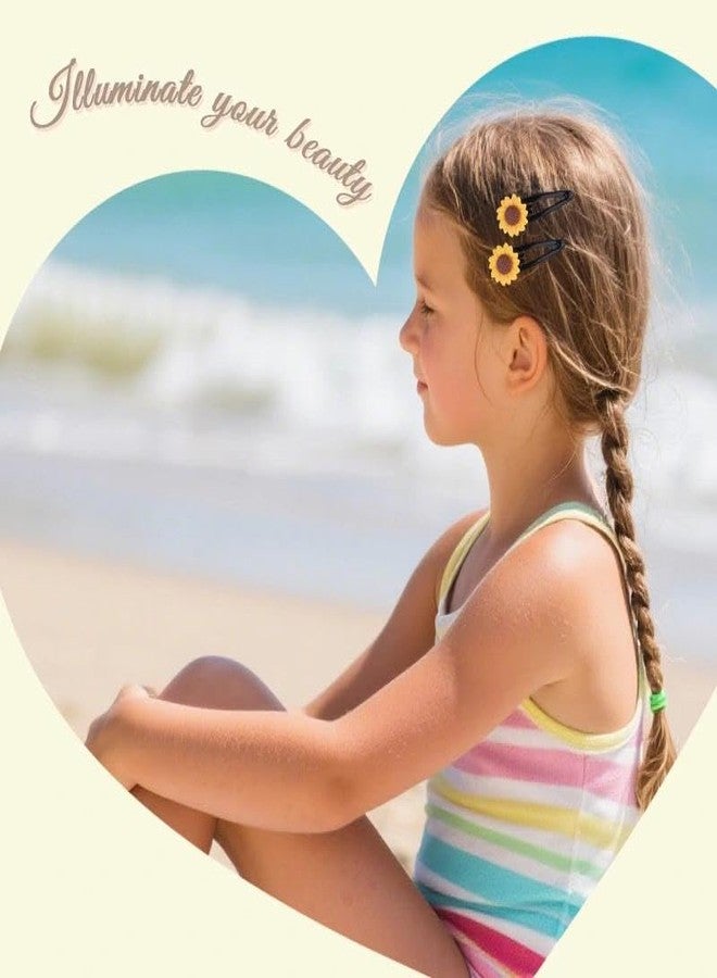 Guqqeuc Sunflower Snap Hair Clips and Hair Ties for Baby Girls 8 PCS Yellow Flower Hair Barrettes Daisy Hair Bands Elastics for Kids Toddlers Sunflowers Hair Rope Ponytail Holder - Image 3