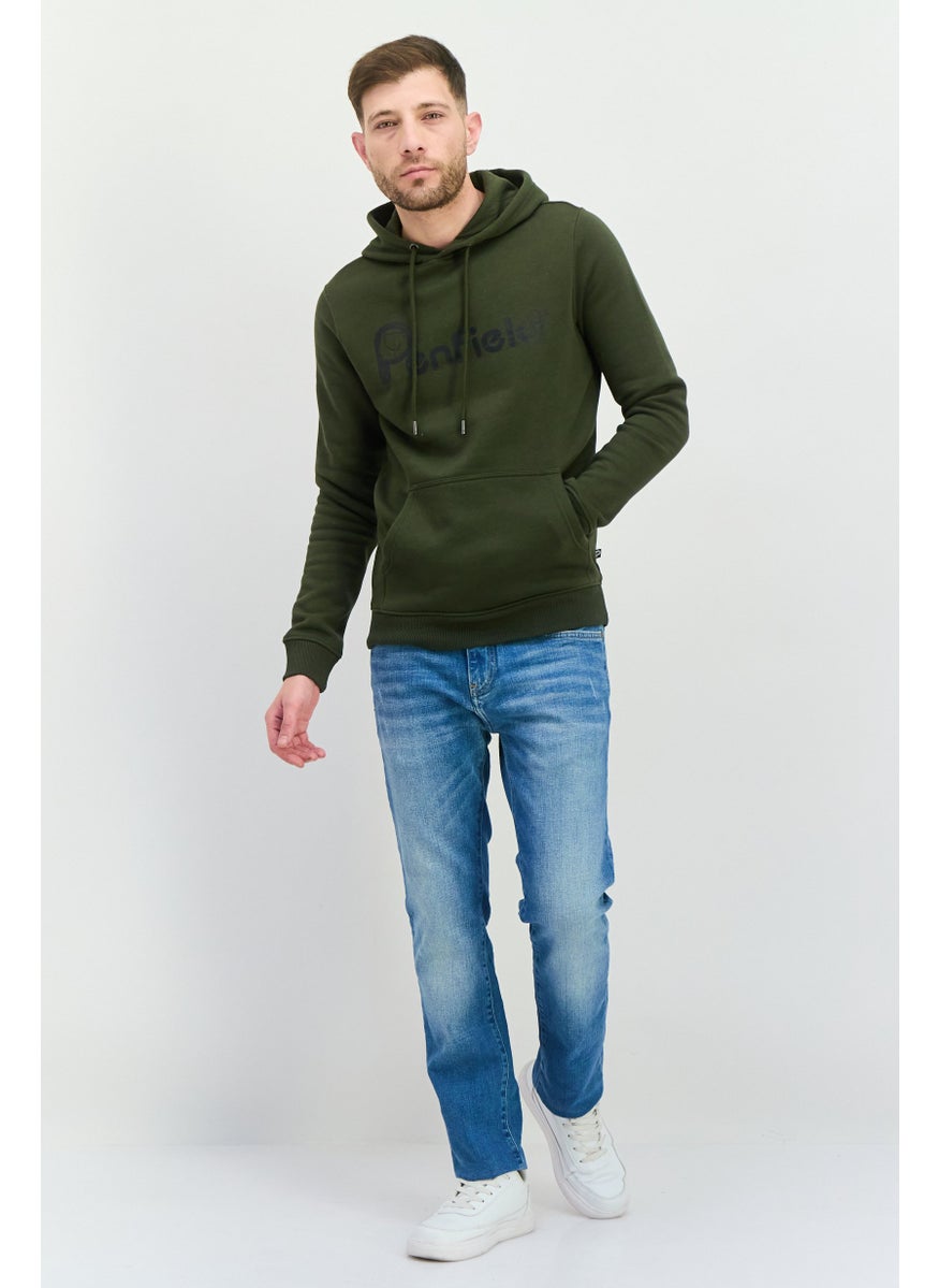 Penfield Men Hooded Brand Logo Long Sleeves Hoodies, Olive  - Image 4