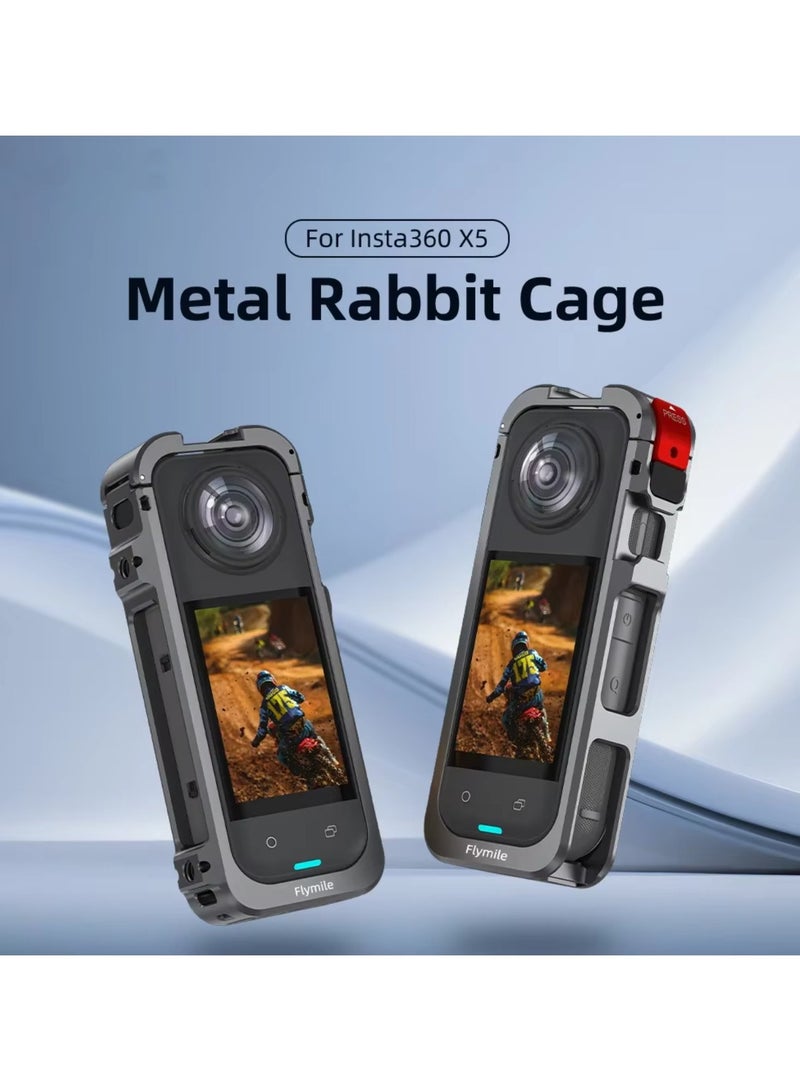 Metal Frame for Insta360 X5 Shockproof Protective Rabbit Cage Expansion Case Metal Frame Bracket for Insta 360 X5 Accessories  - Image 2