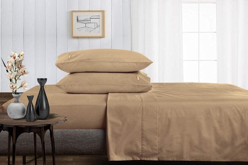 EASY BEDDING 100 Egyptian Cotton 6 Piece Bedsheet Set 8 Deep Pocket Fitted Hotel Luxury Extra Soft Bedding 1000 TC Premium Bedsheet SetTaupe SolidKing Size - Image 3