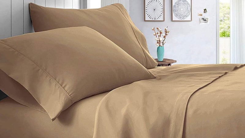 EASY BEDDING 100 Egyptian Cotton 6 Piece Bedsheet Set 8 Deep Pocket Fitted Hotel Luxury Extra Soft Bedding 1000 TC Premium Bedsheet SetTaupe SolidKing Size - Image 4