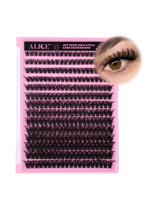 280Pcs Wispy Individual Lashes DIY Eyelash Extensions 8-16MM Fluffy D Curl Lash Extensions Lash Clusters 80D Cluster Eyelashes DIY at Home by ALICE