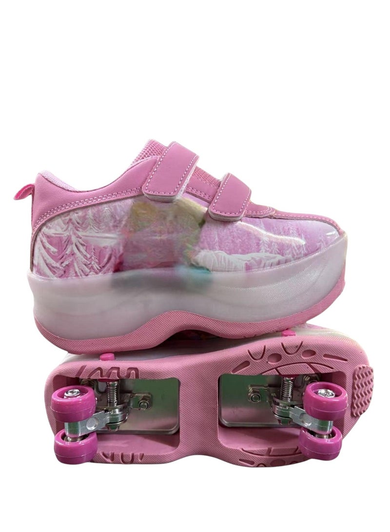 هالو كيتي أحذية بكعب مزود بعجلات قابلة لإعادة الشحن بإضاءة LED