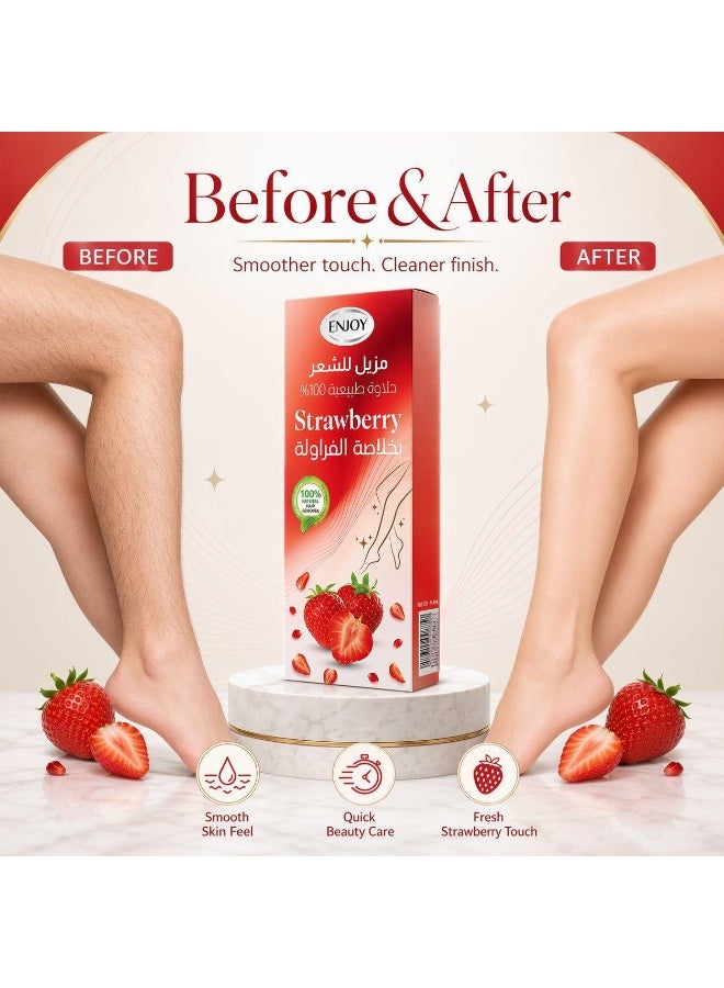 Enjoy Strawberry Hair Remover WAX – 100% Natural Sweetness, With Strawberry Extract, 100g - Image 4