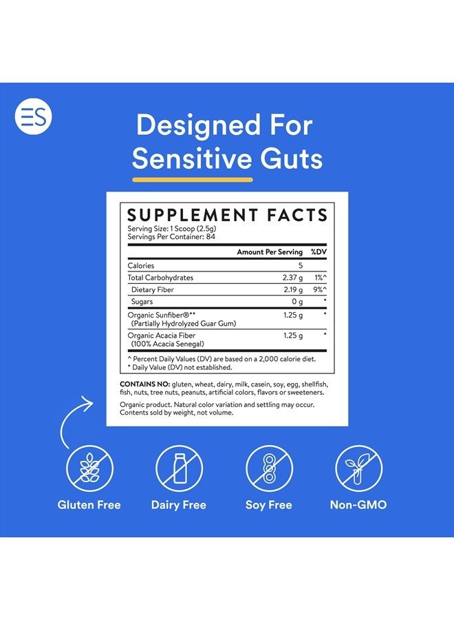 Essential Stacks ألياف بريبايوتيك عضوية من صن فايبر (صمغ جوار محلل جزئيًا/PHGG) مع مسحوق ألياف الأكاسيا - ألياف قابلة للذوبان خالية من الجلوتين وغير معدلة وراثيًا وغير منكهة (7.4 أونصة) - Image 2