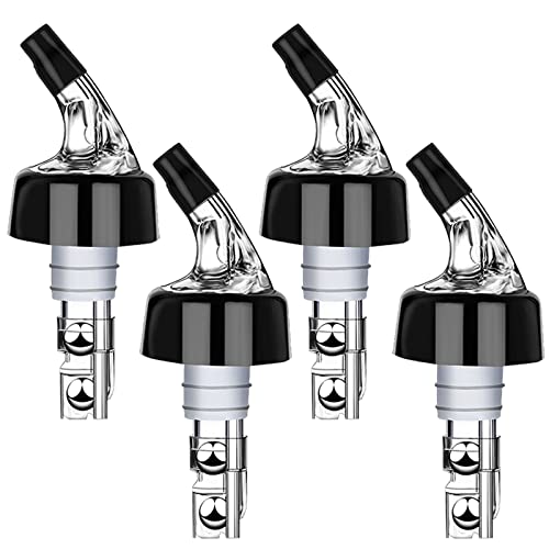 NFFIBDH Automatic Measured Bottle Pourer - Quick Shot Spirit Liquor Pour Spouts with Dust Caps for Wine Cocktail Beverages - Ideal Home Bar Tools 1 oz / 30ml (Clear, 4 Pack) - Image 1
