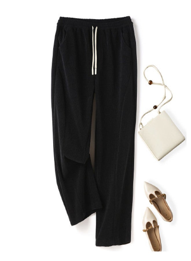 XINYANG Corduroy Wide Leg Pants For Women - Winter High Waist Flowy Fleece-lined Thick Straight Leg Trousers - Image 1