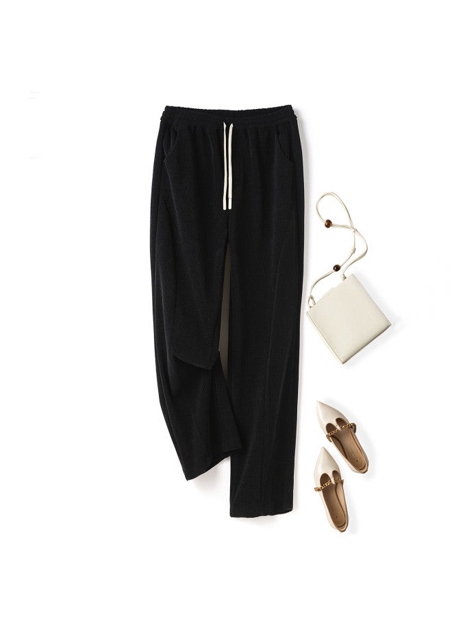 XINYANG Corduroy Wide Leg Pants For Women - Winter High Waist Flowy Fleece-lined Thick Straight Leg Trousers - Image 2