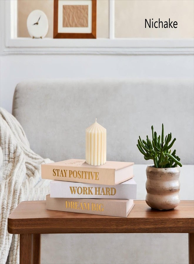 Nichake Set of 3 Linen Covered Decorative Books for Home Office Decor-Gold Foil Stamping Decor Books,Motivational Office Decor for Women Men Neutral Book Decor for Coffee Tables and Book Shelf - Image 5