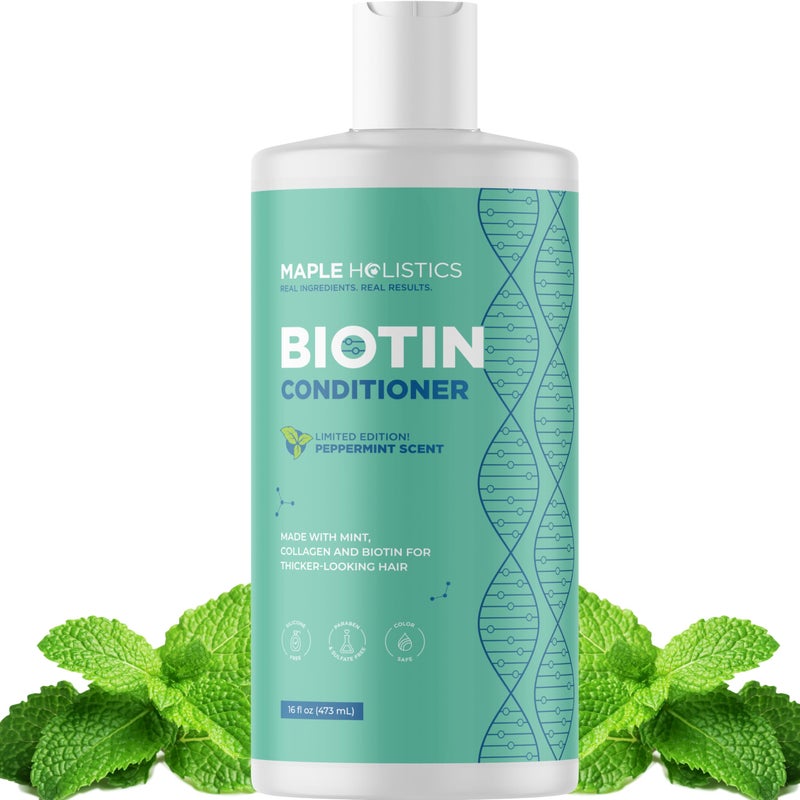 Maple Holistics Volumizing Biotin Conditioner for Thinning Hair - Volumizing Conditioner for Fine Thin & Weak Hair - Sulfate Paraben & Silicone Free Hair Conditioner Nourishing Plant Proteins & B Vitamins (Mint) - Image 1