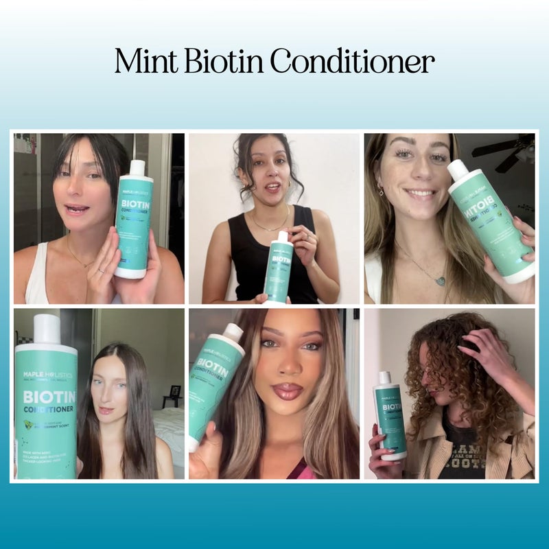 Maple Holistics Volumizing Biotin Conditioner for Thinning Hair - Volumizing Conditioner for Fine Thin & Weak Hair - Sulfate Paraben & Silicone Free Hair Conditioner Nourishing Plant Proteins & B Vitamins (Mint) - Image 2