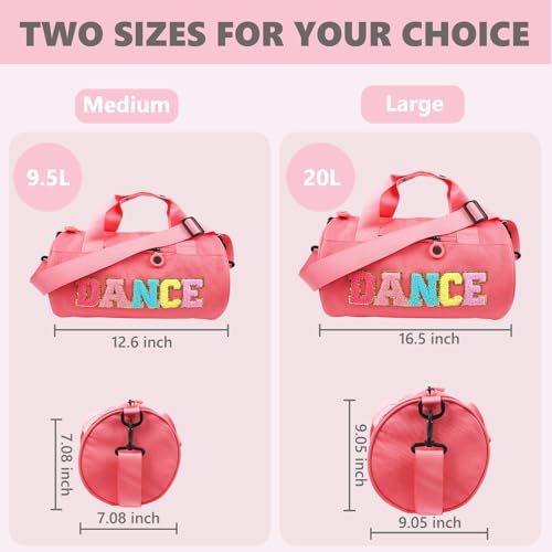 Himoswis Dance Bag for Girls Cute Ballet Bags Weekender Travel Duffle Bag Sport Gym Bag for Women and Men Toddler Kids Bag for Dancers Watermelon Red M - Image 3
