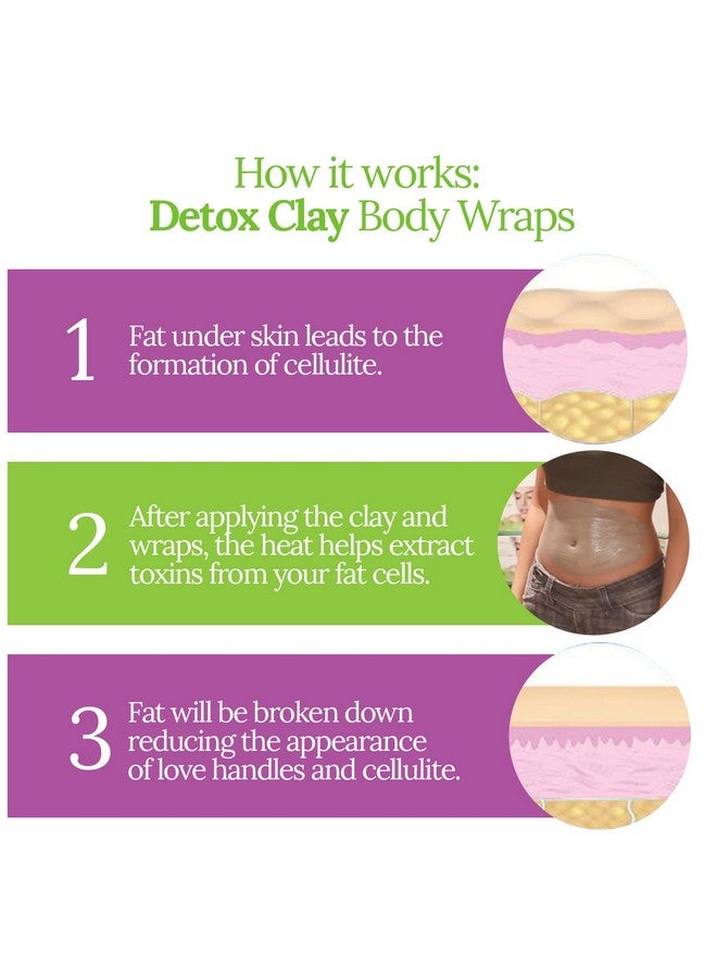 brazilian belle أغطية الجسم الطينية البرازيلية بيل للتخلص من السموم للنساء | تركيبة سريعة مع طين البنتونيت، وشريط ضماد، ولف بلاستيكي | 8 تطبيقات - Image 3