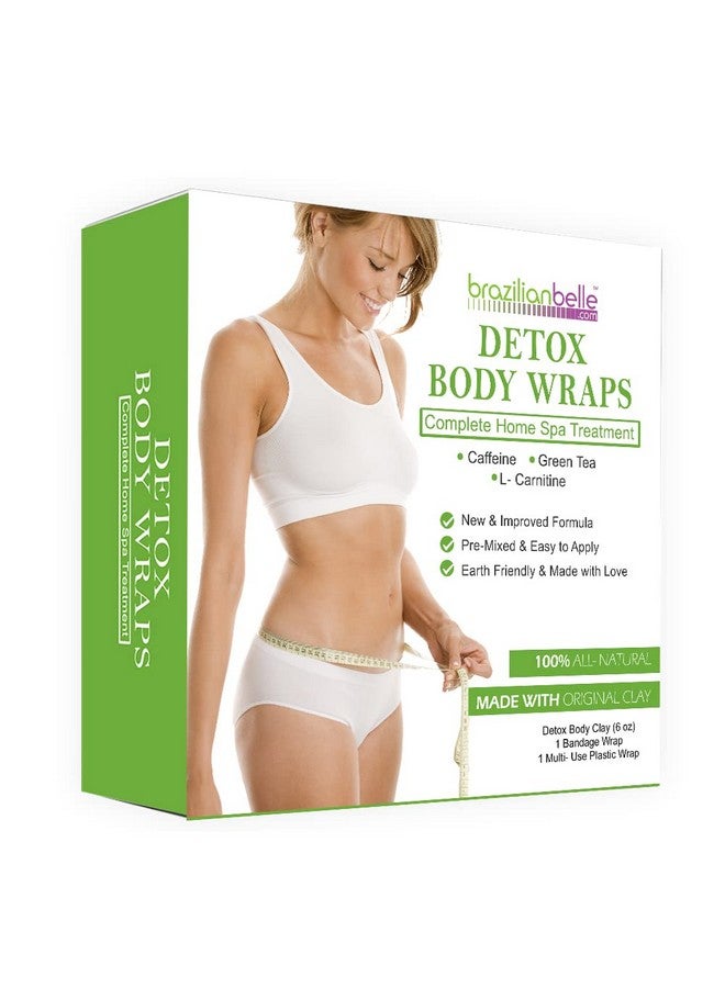 brazilian belle أغطية الجسم الطينية البرازيلية بيل للتخلص من السموم للنساء | تركيبة سريعة مع طين البنتونيت، وشريط ضماد، ولف بلاستيكي | 8 تطبيقات - Image 1