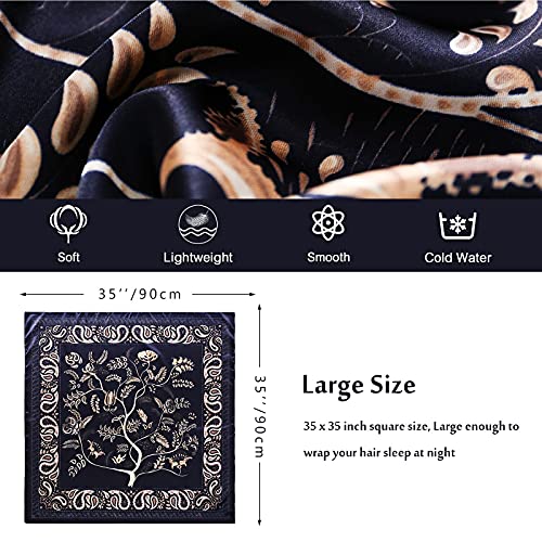 PALAY® Women Satin Scarf 35"x35" Silk Feel Head Scarf for Women & Girls, Lightweight Square Scarf, Stylish Hair Wrap, Soft Pillow Cover, Elegant Jacquard Print, Gift for Ladies - Image 2