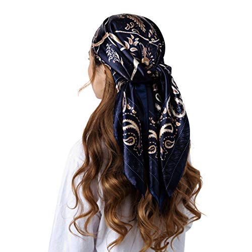 PALAY® Women Satin Scarf 35"x35" Silk Feel Head Scarf for Women & Girls, Lightweight Square Scarf, Stylish Hair Wrap, Soft Pillow Cover, Elegant Jacquard Print, Gift for Ladies - Image 3