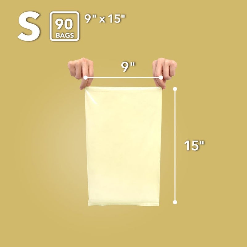 BOS أكياس القمامة للحفاضات المتسخة من BOS مع تقنية إغلاق الروائح، خالية من الرائحة، لون كريمي أصفر، عبوة من 2 - Image 3