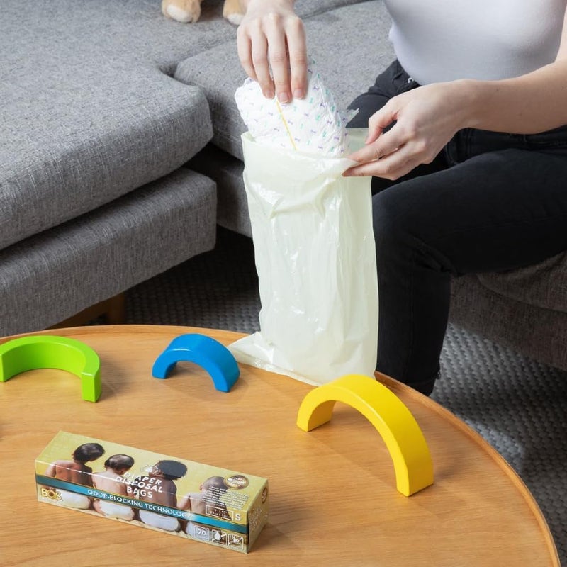 BOS أكياس القمامة للحفاضات المتسخة من BOS مع تقنية إغلاق الروائح، خالية من الرائحة، لون كريمي أصفر، عبوة من 2 - Image 4