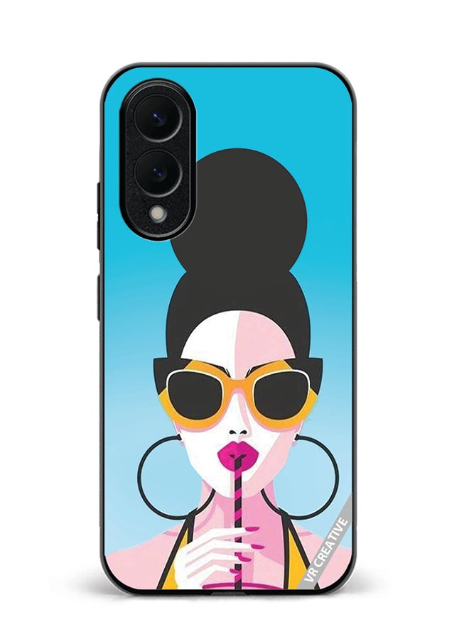 VR CREATIVE Protective Case Cover For Samsung Galaxy S25 Edge Girl Having Drink Design Multicolour