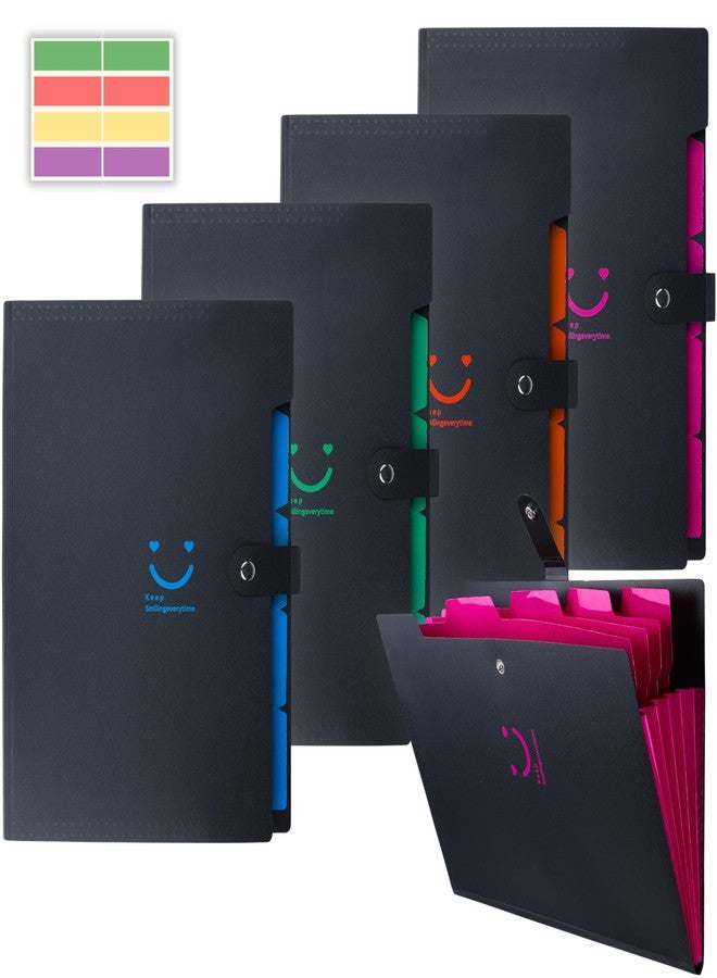 اس بي اس مجلد ملفات قابل للتوسيع بخمسة جيوب من SPS بتصميم مبتسم - يناسب منظم المستندات بحجم A4 وحجم الرسائل، مجلدات ملفات قابلة للطي، حامل ملفات للاستخدام في المكتب والمدرسة والمنزل (عبوة من 4 قطع) - Image 1