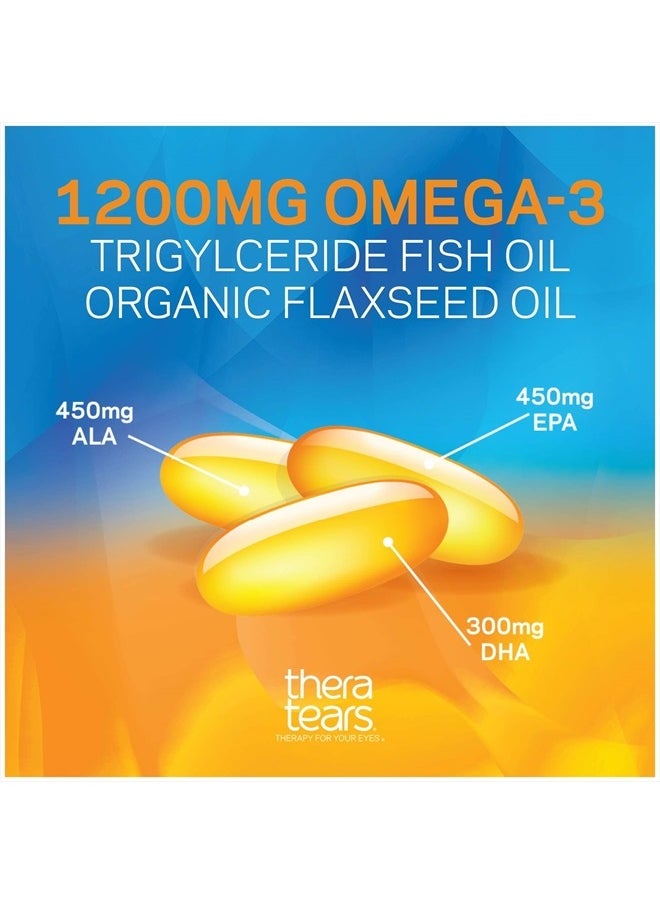 TheraTears - 1200mg Omega 3 Supplement for Eye Nutrition, Organic Flaxseed Triglyceride Fish Oil and Vitamin E, 180 Count - Image 1