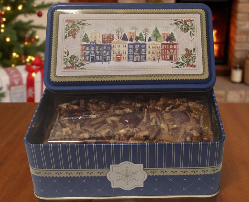 Jane Parker Fruitcake Bourbon & Rum Fruit Cake 1 pound (16 Ounce) Loaf in a Collectible Holiday Tin-Holiday-Christmas Cake-The Best Fruitcake You Can Buy - Image 1