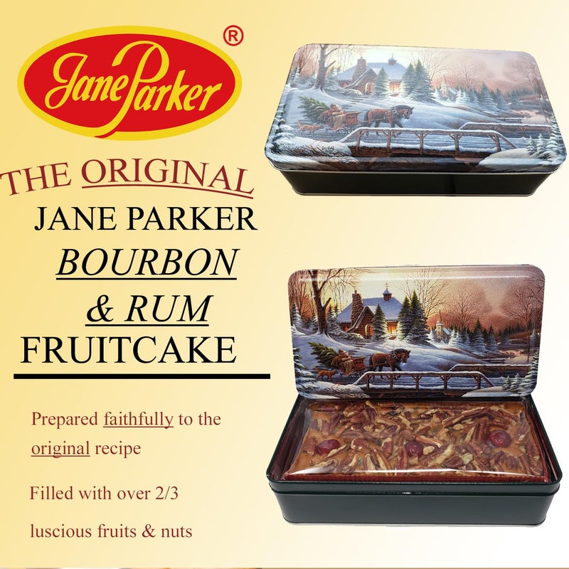 Jane Parker Fruitcake Bourbon & Rum Fruit Cake 1 pound (16 Ounce) Loaf in a Collectible Holiday Tin-Holiday-Christmas Cake-The Best Fruitcake You Can Buy - Image 4