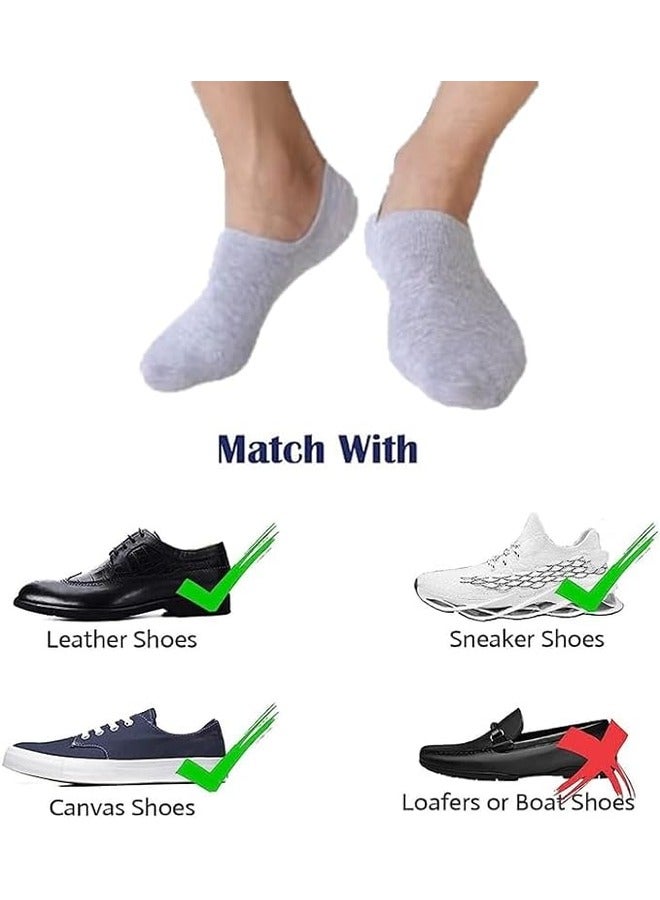 6 Pairs mens no show socks - cotton non-slip loafer sock - invisible liners - free size EU 40 to 45 (Grey - 6 pairs pack, 6)  - Image 5