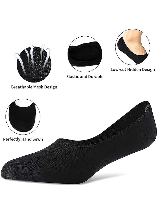 6 Pairs mens no show socks - cotton non-slip loafer sock - invisible liners - free size EU 40 to 45 (Grey - 6 pairs pack, 6)  - Image 2