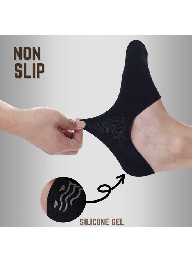 6 Pairs mens no show socks - cotton non-slip loafer sock - invisible liners - free size EU 40 to 45 (Grey - 6 pairs pack, 6)  - Image 3