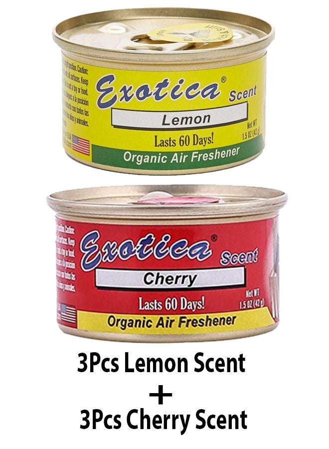 EXOTICA باقة قيمة من معطر الهواء العضوي EXOTICA 6 قطع، رائحة الليمون-3 ورائحة الكرز-3 - Image 2