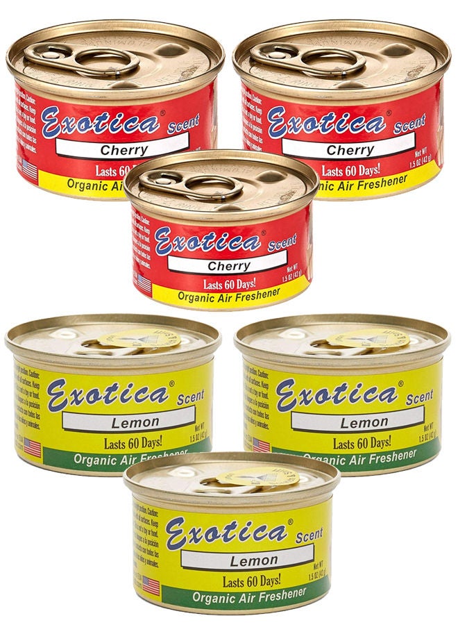 EXOTICA باقة قيمة من معطر الهواء العضوي EXOTICA 6 قطع، رائحة الليمون-3 ورائحة الكرز-3 - Image 1