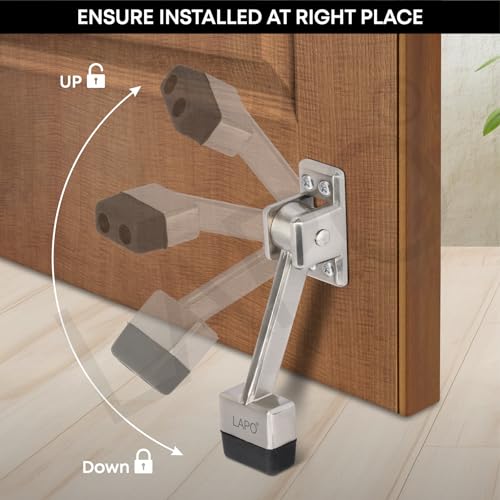 LAPO Premium 5 Inch Door Stopper for Main Door with Screw | Door Stopper to Hold Door | Sturdy Wooden Door Holder for Home, Office, Hotel | Strong Grip | Matt Finish (Pack of 4) - Image 5
