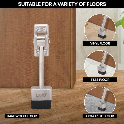 LAPO Premium 5 Inch Door Stopper for Main Door with Screw | Door Stopper to Hold Door | Sturdy Wooden Door Holder for Home, Office, Hotel | Strong Grip | Matt Finish (Pack of 4) - Image 3
