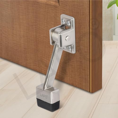 LAPO Premium 5 Inch Door Stopper for Main Door with Screw | Door Stopper to Hold Door | Sturdy Wooden Door Holder for Home, Office, Hotel | Strong Grip | Matt Finish (Pack of 4) - Image 1