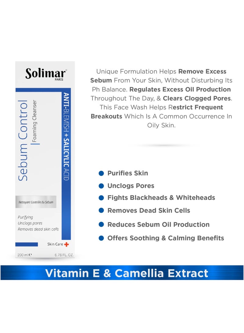 Solimar Paris Sebum Foaming Cleanser – Oil Control & Pore Refiner, 200ml - Image 4