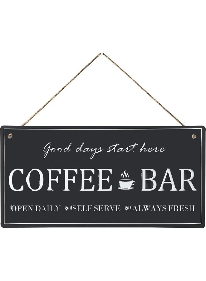 لافتة خشب معلقة لركن القهوة مطبوعة بعبارة Coffee Bar Good Days Start Here بتصميم ديكوري، مصنوعة من الخشب بمقاس 20 × 30 سم لافتات اكسسوار لركن القهوة لتزيين حائط المطبخ، مطبوعة برسومات مصرية عصرية، 012 - Image 1