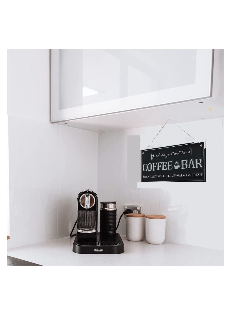 لافتة خشب معلقة لركن القهوة مطبوعة بعبارة Coffee Bar Good Days Start Here بتصميم ديكوري، مصنوعة من الخشب بمقاس 20 × 30 سم لافتات اكسسوار لركن القهوة لتزيين حائط المطبخ، مطبوعة برسومات مصرية عصرية، 012 - Image 2