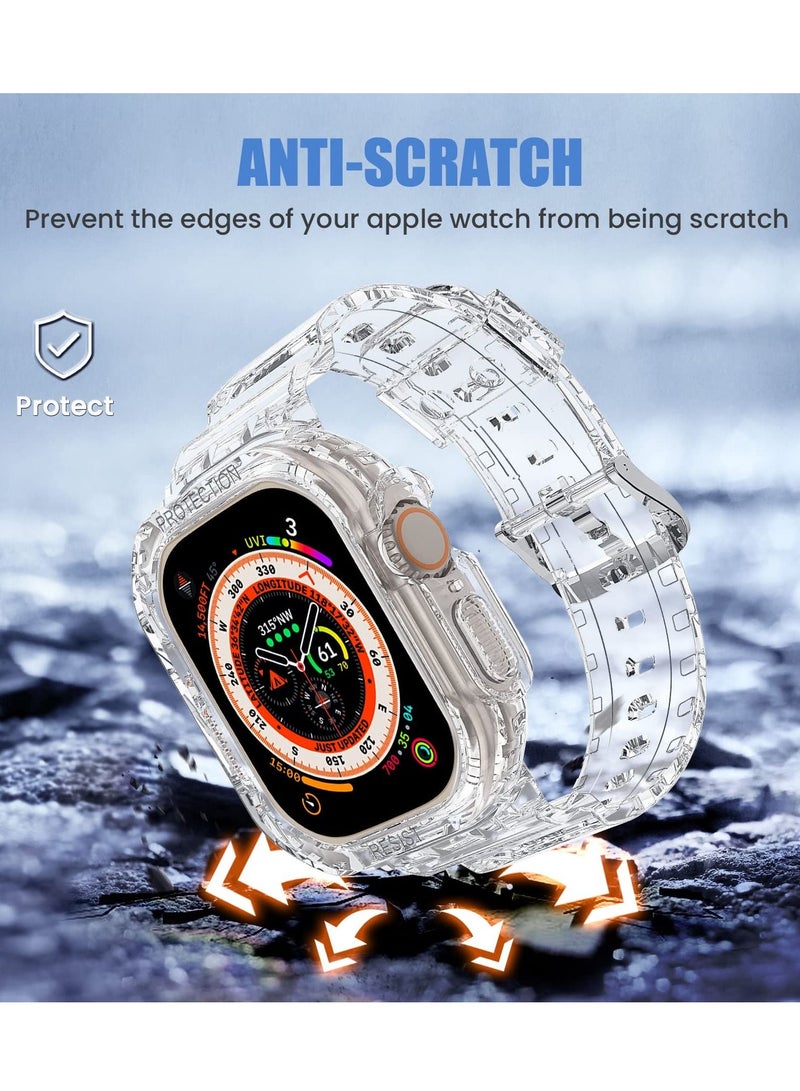 NIBEMINENT Compatible 2022 Apple Watch Ultra 49mm Band with Protective Bumper Crystal Clear Soft Sport Wristband  - Image 4