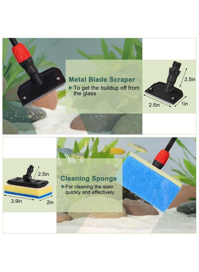 Hygger MultiUse Fish Tank Cleaning Tools Kit, 6 In 1 Aquarium Clean Set With Extendable Handle Algae Scraper Sponge Scrubber Firm Scrub Brush Fish Net Gravel Rake For Acrylic & Glass Tank - Image 3