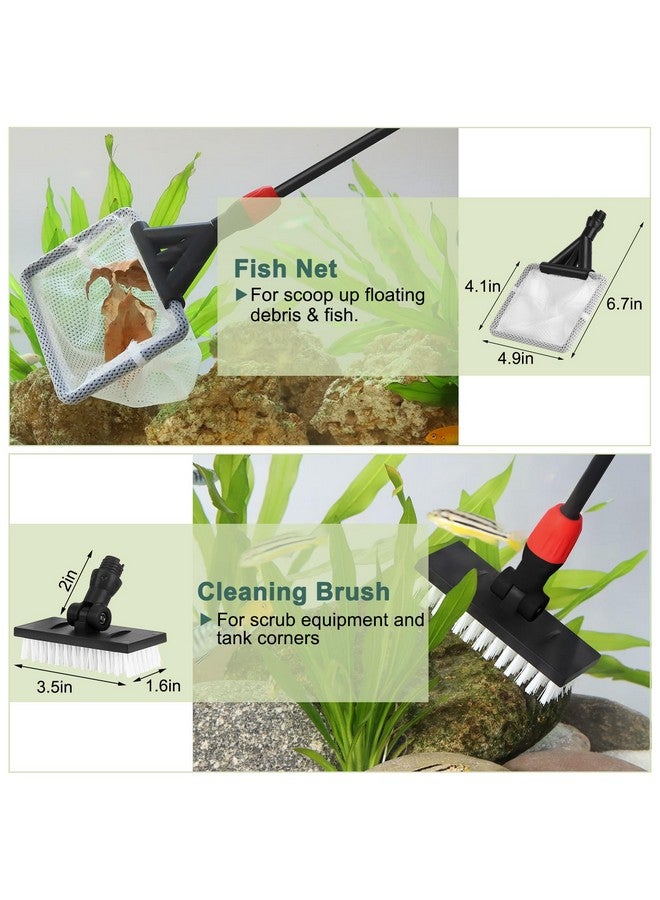 Hygger MultiUse Fish Tank Cleaning Tools Kit, 6 In 1 Aquarium Clean Set With Extendable Handle Algae Scraper Sponge Scrubber Firm Scrub Brush Fish Net Gravel Rake For Acrylic & Glass Tank - Image 4