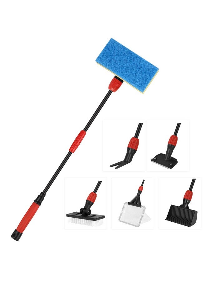 Hygger MultiUse Fish Tank Cleaning Tools Kit, 6 In 1 Aquarium Clean Set With Extendable Handle Algae Scraper Sponge Scrubber Firm Scrub Brush Fish Net Gravel Rake For Acrylic & Glass Tank - Image 1