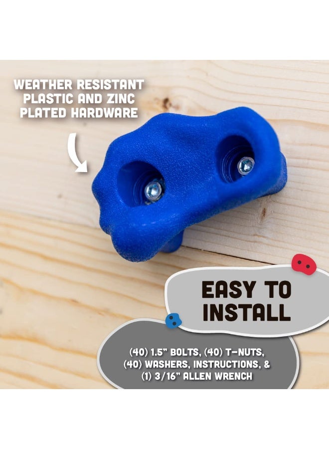 20 PCS Rock Climbing Wall Holds for Kids Adults,Indoor and Outdoor Playground Rock Wall Climbing Kit, Knotted Climbing Rope, Colourful Climbing Rock Wall Grips for Kids - Image 4