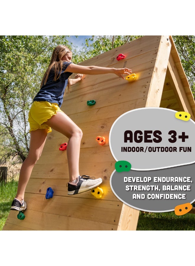 20 PCS Rock Climbing Wall Holds for Kids Adults,Indoor and Outdoor Playground Rock Wall Climbing Kit, Knotted Climbing Rope, Colourful Climbing Rock Wall Grips for Kids - Image 5