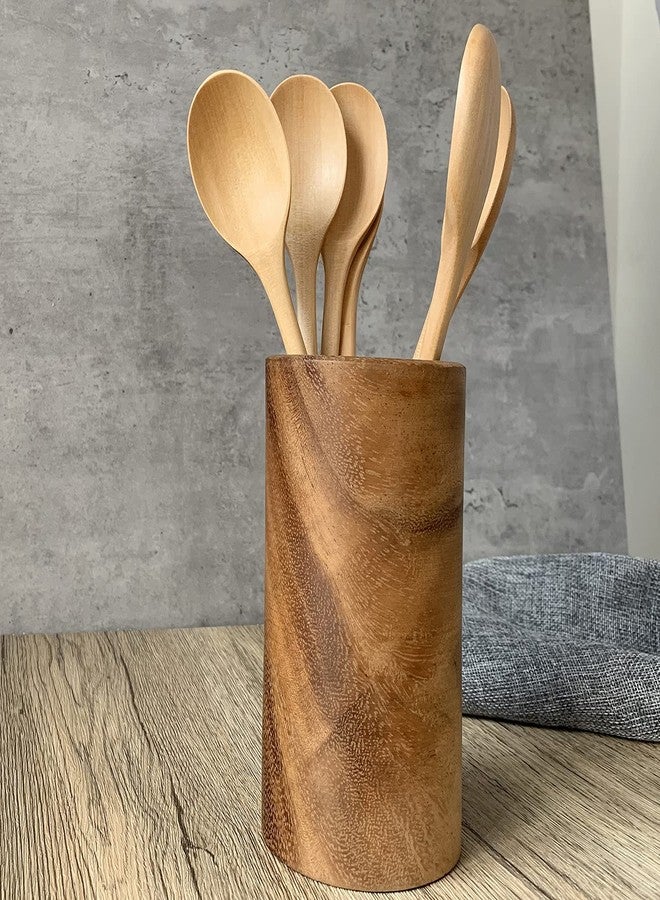 ADLORYEA Wooden Spoons, 6 Pieces 9 Inch Wood Soup Spoons for Eating Mixing Stirring, Long Handle Spoon with Japanese Style Kitchen Utensil, ADLORYEA Eco Friendly Table Spoon (Nanmu, 9 Inch) - Image 3