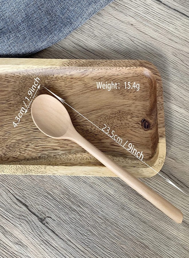 ADLORYEA Wooden Spoons, 6 Pieces 9 Inch Wood Soup Spoons for Eating Mixing Stirring, Long Handle Spoon with Japanese Style Kitchen Utensil, ADLORYEA Eco Friendly Table Spoon (Nanmu, 9 Inch) - Image 5