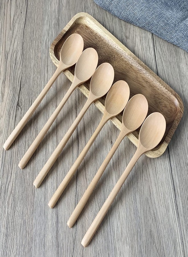 ADLORYEA Wooden Spoons, 6 Pieces 9 Inch Wood Soup Spoons for Eating Mixing Stirring, Long Handle Spoon with Japanese Style Kitchen Utensil, ADLORYEA Eco Friendly Table Spoon (Nanmu, 9 Inch) - Image 2
