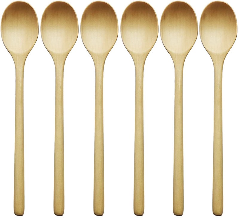 ADLORYEA Wooden Spoons, 6 Pieces 9 Inch Wood Soup Spoons for Eating Mixing Stirring, Long Handle Spoon with Japanese Style Kitchen Utensil, ADLORYEA Eco Friendly Table Spoon (Nanmu, 9 Inch) - Image 1